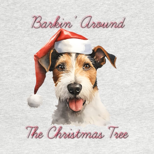 Christmas Fox Terrier Dog in Santa Hat by Pawsitive Curios